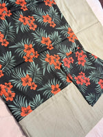 TROPICAL BLACK WTH RED HIBISCUS BORDER BEDSHEET