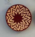 Radiant Maroon & Cream Spiral Sabai Grass Wall Hanging