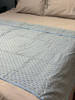 BLUE & WHITE FAN PATTERNED SINGLE DOHAR