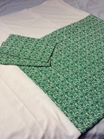 WHITE BORDERED GREEN FLORAL PATCHWORK BEDSHEET