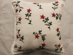 SCARLET BLOSSOM EMBROIDERED CUSHION COVER