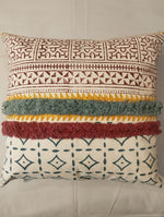 HAND BLOCK PRINT & MULTI COLOUR TUFTRD CUSHION COVER