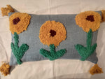 Sunflower Bliss Tufted Denim Cushion Cover