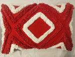 Red & White Tufted Diamond Cushion Cover
