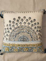 Blue & Gold Floral Arch Cushion Cover