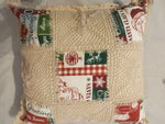 Festive Patchwork Christmas Cushion Cover with Santa & Tree Motifs
