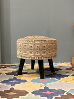 Boho Printed Round Ottoman Stool