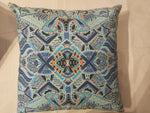 Aztec‑Inspired Blue Tribal Geometric Cushion Cover