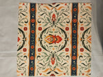 Vibrant Floral Tapestry Cushion Cover with Red & Orange Blooms on Cream Base