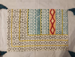 Patchwork Lattice & Teal‑Stripe Cushion Cover