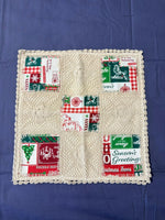 Christmas Mail‑Box Patchwork Crochet‑Edged Cushion Cover