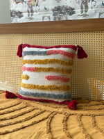 BOHO STRIPED TUFTED CUSHION COVER