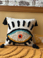 BOHO EVIL EYE TUFTED CUSHION COVER