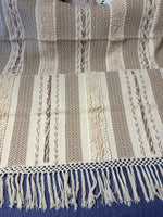 Boho‑Chic Cream Weave Sofa Geometric Tassel Fringe