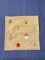 Festive Nine‑Patch Christmas Embroidered Cushion