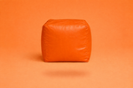 Orange Leatherette Footstool with Beans – Designer Luxury Ottoman