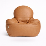 Light Brown Leatherette Armchair Bean Bag with Beans – Signature Luxury Seating