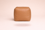 Light Brown Leatherette Footstool with Beans – Premium Compact Ottoman