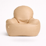 Beige Leatherette Armchair Bean Bag with Beans – Timeless Luxury Lounge Seating
