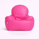 Pink Leatherette Armchair Bean Bag with Beans – Elegant Luxury Lounge Seating