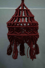 Crimson Macrame Pendant Light lampshade