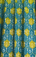 Atlantis Dreams Ready-Made Cotton Curtains (Set of 2) – Teal Lime Damask Collection | Modern Mediterranean by Bear Teddy Home Décor