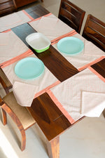 Coral Harmony Handwoven Geometric Placemat Set