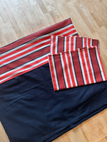 Red/White/Dark Blue Striped Pattern - King Size Border Bed Sheet Set