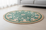 Teal Mandala Jute Rug