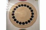Polka Dot Border Jute Rug