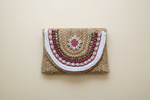 Berry Bloom Shell Jute Clutch