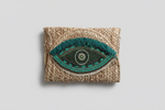 Teal Mystique Evil Eye Jute Clutch