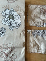 Vintage Peony Marvel King Size Bedsheet Set – Earthy Beige