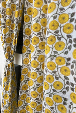 Marigold Meadow Cotton Curtains-vintage-botanical-print-golden-dandelion-collection-set-of-2-luxury-ready-made-drapes-by-bear-teddy-home-decor