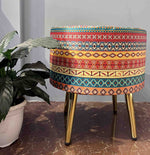 Tribal Rhythm Printed Boho Ottoman Stool β Handcrafted Bohemian Accent Furniture- (39*47 cm) π