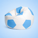 White & Sky Blue Soccer Football Bean Bag with Beans – Premium Designer Sports Seating