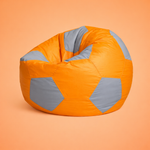Orange & Grey Soccer Football Bean Bag with Beans – Premium Designer Sports Seating