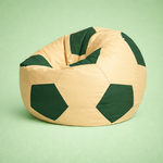 Cream & Forest Green Soccer Football Bean Bag with Beans – Premium Designer Sports Seating
