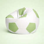 White & Light Lime Green Soccer Football Bean Bag with Beans – Premium Designer Sports Seating