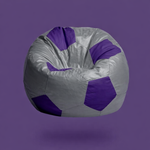 Light Grey & Royal Purple Soccer Football Bean Bag with Beans – Premium Designer Sports Seating