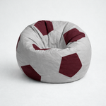 Light Grey & Crimson Red Soccer Football Bean Bag with Beans – Premium Designer Sports Seating