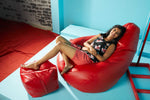 Ted Red Bean Bag with Footstool Combo – Filled with Beans