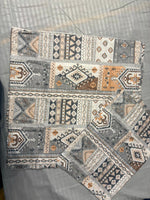 Aztec‑Pattern Grey & Earth‑Tone King‑Size Bedsheet