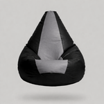 Classic Sac Black & Grey Multicolor Leatherette Bean Bag Chair – Designer Luxury Seating