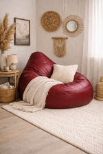 Classic Sac Maroon Leatherette Bean Bag Chair – Luxury Lounge Seating