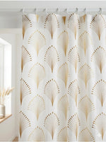 Elegant White & Gold Peacock Feather Jacquard Sheer Curtain