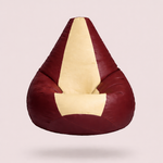 Classic Sac Maroon & Beige Multicolor Leatherette Bean Bag Chair – Royal Luxury Seating