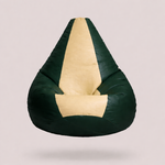 Classic Sac Dark Green & Beige Multicolor Leatherette Bean Bag Chair – Elegant Luxury Seating