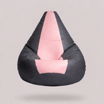 Classic Sac Grey & Pastel Pink Multicolor Leatherette Bean Bag Chair – Elegant Luxury Seating