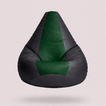 Classic Sac Grey & Green Multicolor Leatherette Bean Bag Chair – Nature-Inspired Luxury Seating